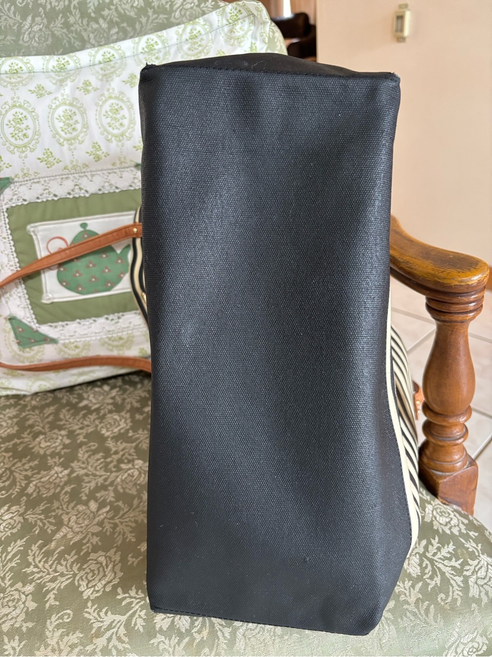 REBECCA MINKOFF $195 • 2016 Cherish Tote Navy Striped Canvas Leather Handles - Picture 10 of 11